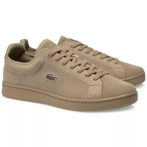 Lacoste Men Carnaby Piquee 124 Low Top Sneakers Size US 12 Light Brown Mesh